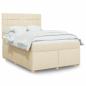 Preview: ARDEBO.de - Boxspringbett mit Matratze Creme 160x200 cm Stoff