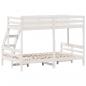 Preview: Etagenbett 90x200/120x200 cm Weiß Massivholz Kiefer