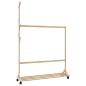 Preview: ARDEBO.de - Kleiderständer mit Haken und Rollen 100x35x157 cm Bambus