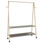 Preview: ARDEBO.de - Kleiderständer mit Ablagen und Rollen 132x45,5x155,5 cm Bambus