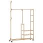 Preview: ARDEBO.de - Kleiderständer mit Ablagen und Rollen 100x38x175,5 cm Bambus