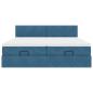 Preview: Ottoman-Bett mit Matratzen Dunkelblau 200x200 cm Samt