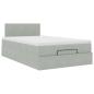 Preview: Ottoman-Bett mit Matratze Hellgrau 120x200 cm Samt
