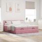 Preview: Ottoman-Bett mit Matratzen Rosa 200x200 cm Samt