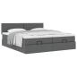 Preview: Ottoman-Bett mit Matratzen Dunkelgrau 200x200 cm Stoff
