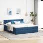 Preview: Ottoman-Bett mit Matratzen Blau 200x200 cm Stoff