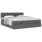 Preview: Ottoman-Bett mit Matratzen Dunkelgrau 160x200 cm Stoff