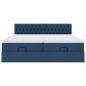 Preview: Ottoman-Bett mit Matratzen & LEDs Blau 180x200 cm Stoff