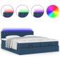 Preview: Ottoman-Bett mit Matratzen & LEDs Blau 180x200 cm Stoff