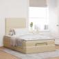 Preview: ARDEBO.de - Ottoman-Bett mit Matratze Creme 120x200 cm Stoff