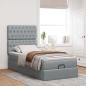 Preview: Ottoman-Bett mit Matratze Hellgrau 90x190 cm Stoff