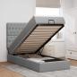 Preview: ARDEBO.de - Ottoman-Bett mit Matratze Hellgrau 90x200 cm Stoff
