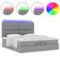Preview: Ottoman-Bett mit Matratzen Hellgrau 200x200 cm Stoff