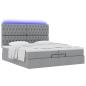 Preview: Ottoman-Bett mit Matratzen Hellgrau 200x200 cm Stoff
