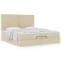 Preview: Ottoman-Bett mit Matratzen Creme 200x200 cm Stoff