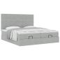 Preview: Ottoman-Bett mit Matratzen Hellgrau 180x200 cm Samt