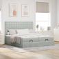 Preview: Ottoman-Bett mit Matratzen Hellgrau 180x200 cm Samt
