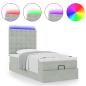 Preview: Ottoman-Bett mit Matratzen Hellgrau 80x200 cm Samt