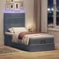 Preview: Ottoman-Bett mit Matratzen & LEDs Dunkelgrau 100x200 cm Samt