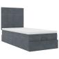 Preview: Ottoman-Bett mit Matratzen & LEDs Dunkelgrau 100x200 cm Samt