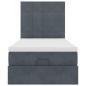 Preview: Ottoman-Bett mit Matratzen & LEDs Dunkelgrau 100x200 cm Samt