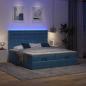 Preview: Ottoman-Bett mit Matratzen Dunkelblau 200x200 cm Samt