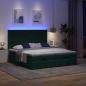 Preview: Ottoman-Bett mit Matratzen & LEDs Dunkelgrün 200x200 cm Samt