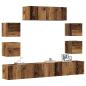 Preview: ARDEBO.de - 7-tlg. TV-Schrank-Set Wandmontage Altholz-Optik Holzwerkstoff