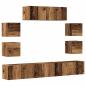 Preview: 7-tlg. TV-Schrank-Set Wandmontage Altholz-Optik Holzwerkstoff
