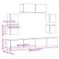 Preview: 7-tlg. TV-Schrank-Set Wandmontage Altholz-Optik Holzwerkstoff