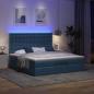 Preview: Ottoman-Bett mit Matratze Blau 160x200 cm Stoff