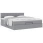 Preview: Ottoman-Bett mit Matratze Hellgrau 200x200 cm Stoff
