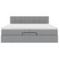 Preview: Ottoman-Bett mit Matratze Hellgrau 200x200 cm Stoff