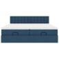 Preview: Ottoman-Bett mit Matratzen Blau 200x200 cm Stoff