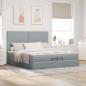 Preview: Ottoman-Bett mit Matratzen Hellgrau 200x200 cm Stoff