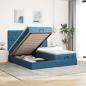 Preview: ARDEBO.de - Ottoman-Bett mit Matratzen Dunkelblau 180x200 cm Samt