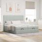 Preview: Ottoman-Bett mit Matratzen Hellgrau 180x200 cm Samt