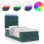 Preview: Ottoman-Bett mit Matratzen & LEDs Dunkelgrün 90x200 cm Samt