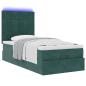 Preview: Ottoman-Bett mit Matratzen & LEDs Dunkelgrün 90x200 cm Samt