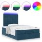 Preview: Ottoman-Bett mit Matratzen & LEDs Dunkelblau 120x190 cm Samt