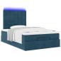 Preview: Ottoman-Bett mit Matratzen & LEDs Dunkelblau 120x190 cm Samt