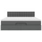 Preview: Ottoman-Bett mit Matratze Dunkelgrau 160x200 cm Stoff