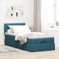 Preview: Ottoman-Bett mit Matratze Dunkelblau 100x200 cm Samt
