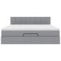 Preview: Ottoman-Bett mit Matratze Hellgrau 160x200 cm Stoff