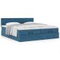 Preview: Ottoman-Bett mit Matratzen Dunkelblau 200x200 cm Samt