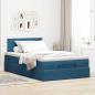 Preview: Ottoman-Bett mit Matratze Dunkelblau 120x200 cm Samt