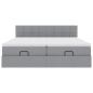 Preview: Ottoman-Bett mit Matratzen Hellgrau 180x200 cm Stoff