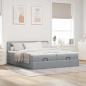 Preview: Ottoman-Bett mit Matratzen Hellgrau 200x200 cm Stoff