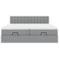Preview: Ottoman-Bett mit Matratzen Hellgrau 200x200 cm Stoff