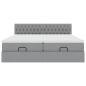 Preview: Ottoman-Bett mit Matratzen Hellgrau 200x200 cm Stoff